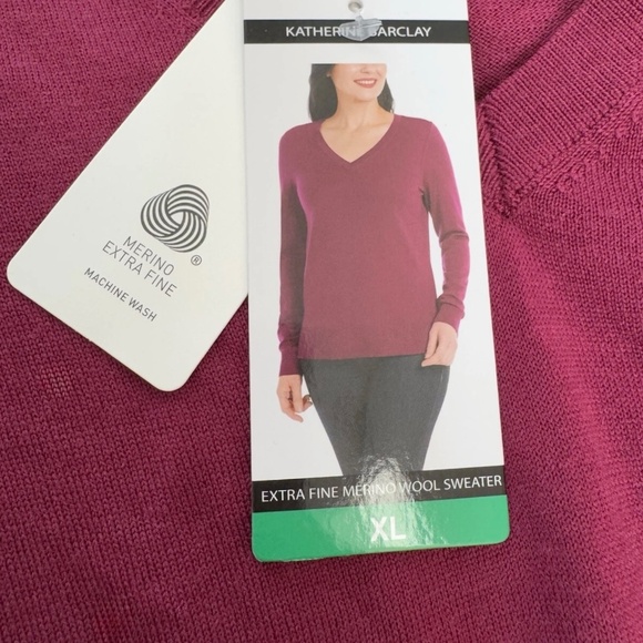 Katherine Barclay 100% Merino Extra Fine Wool Crewneck Sweater Raspberry Brown - Picture 4 of 7